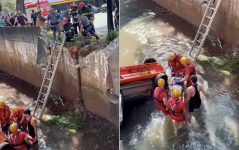 motorista-gravida-fica-ferida-ao-cair-com-carro-dentro-de-corrego-em-ribeirao-preto,-sp